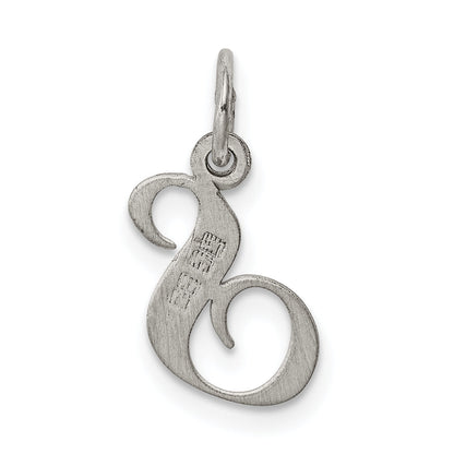 Sterling Silver Rhodium-Plated Fancy Script Letter S Initial Charm