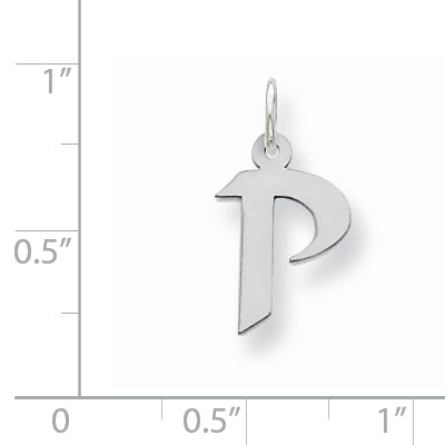 Sterling Silver Small Artisan Block Initial P Charm
