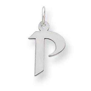 Sterling Silver Small Artisan Block Initial P Charm