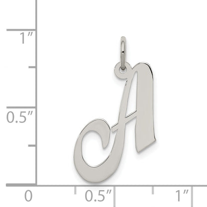 Sterling Silver Rhodium-Plated Fancy Script Letter A Initial Charm