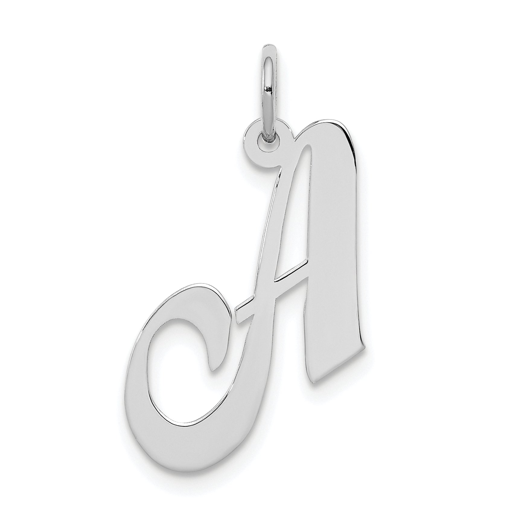 Sterling Silver Rhodium-Plated Fancy Script Letter A Initial Charm