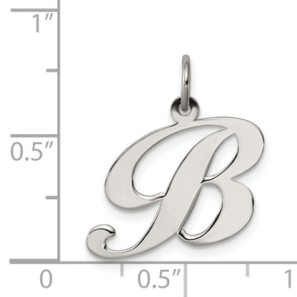 Sterling Silver Rhodium-Plated Fancy Script Letter B Initial Charm