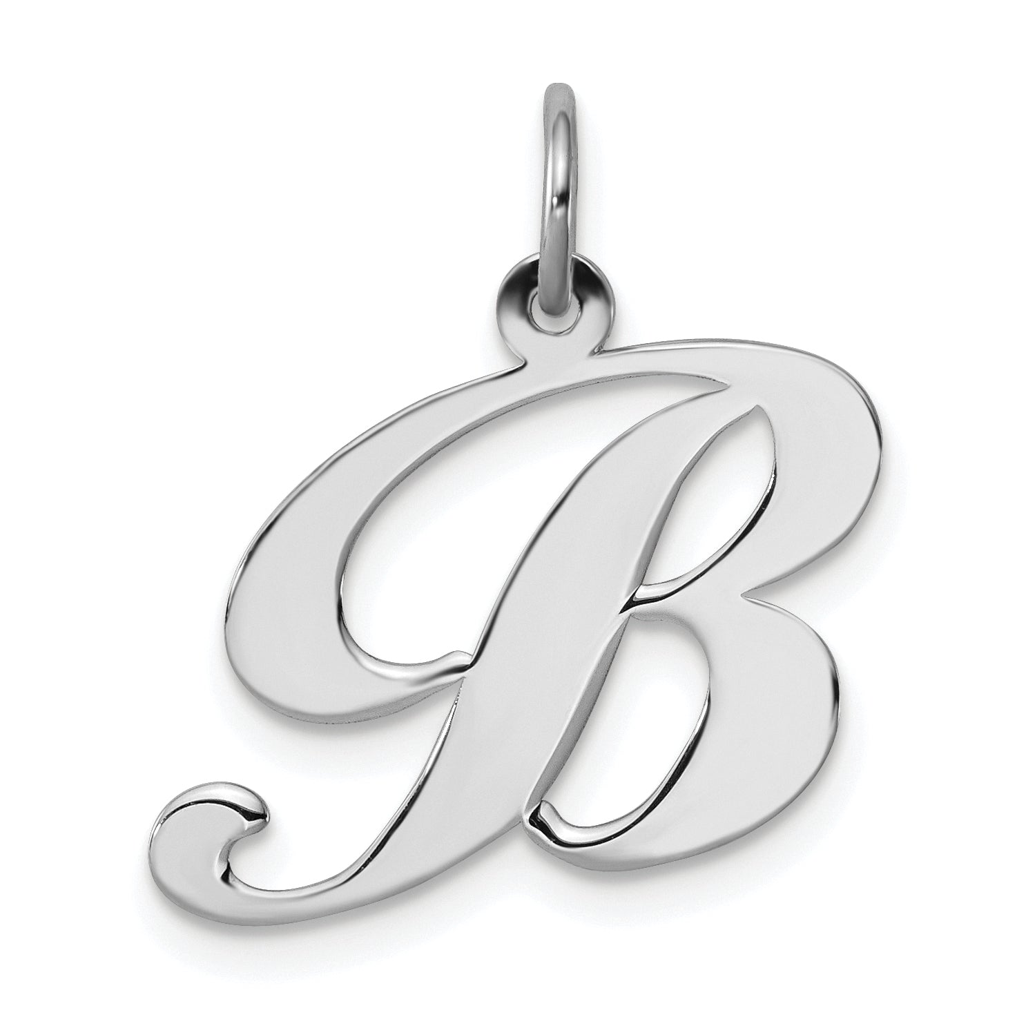 Sterling Silver Rhodium-Plated Fancy Script Letter B Initial Charm