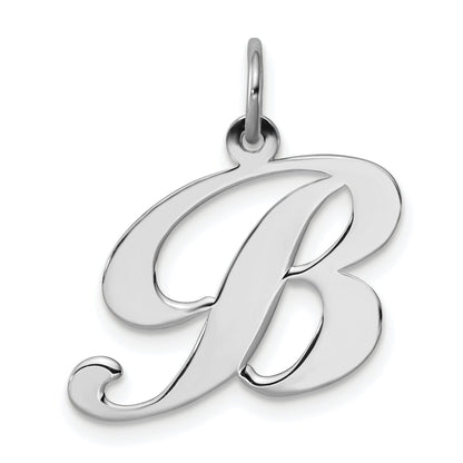 Sterling Silver Rhodium-Plated Fancy Script Letter B Initial Charm