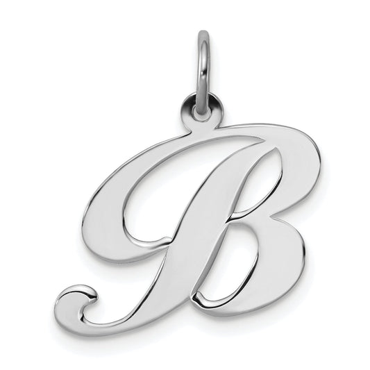 Sterling Silver Rhodium-Plated Fancy Script Letter B Initial Charm
