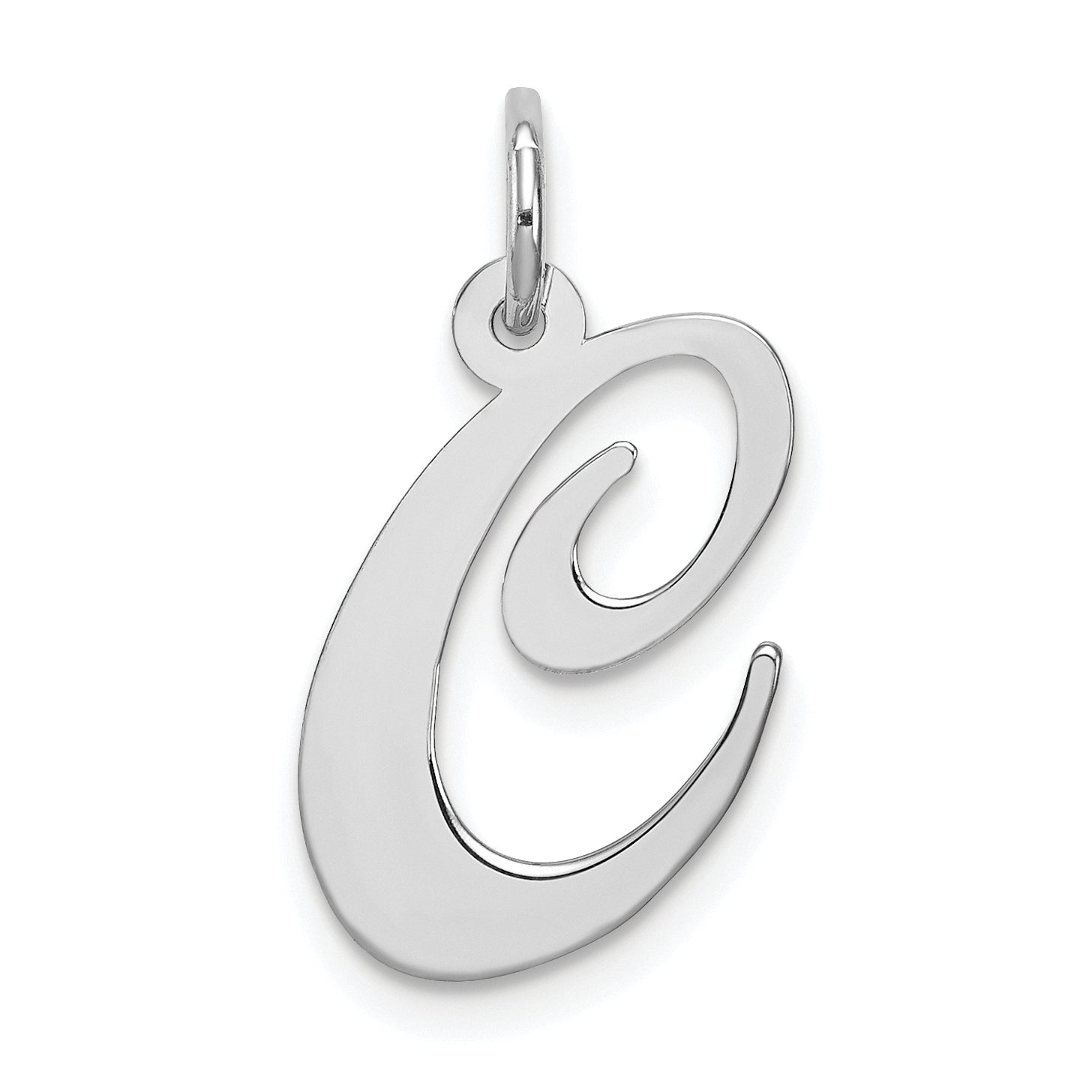 Sterling Silver Rhodium-Plated Fancy Script Letter C Initial Charm