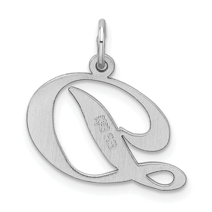 Sterling Silver Rhodium-Plated Fancy Script Letter D Initial Charm