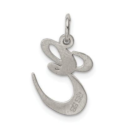 Sterling Silver Rhodium-Plated Fancy Script Letter E Initial Charm