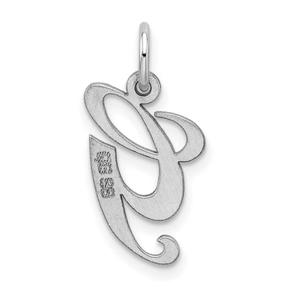 Sterling Silver Rhodium-Plated Fancy Script Letter G Initial Charm
