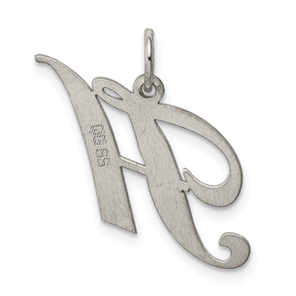 Sterling Silver Rhodium-Plated Fancy Script Letter H Initial Charm