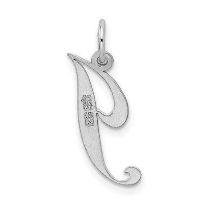Sterling Silver Rhodium-Plated Fancy Script Letter J Initial Charm