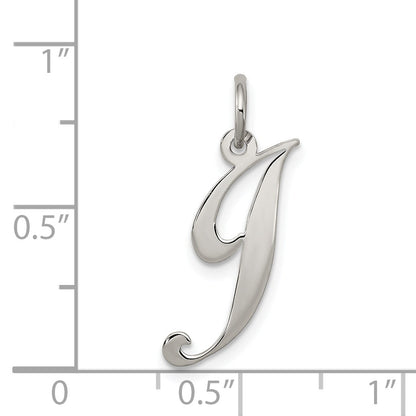 Sterling Silver Rhodium-Plated Fancy Script Letter J Initial Charm