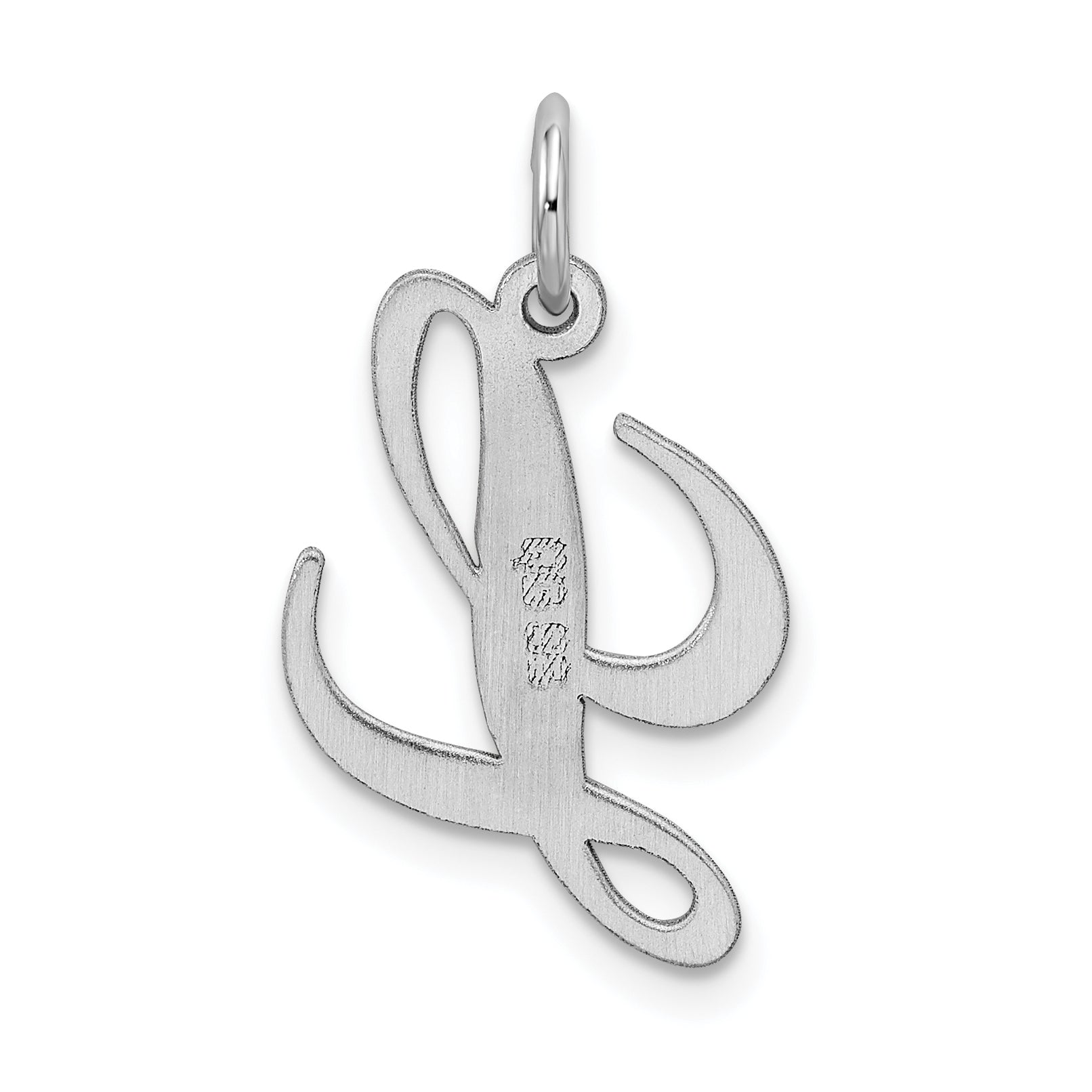 Sterling Silver Rhodium-Plated Fancy Script Letter L Initial Charm