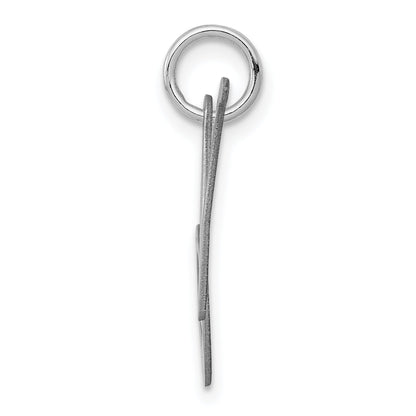 Sterling Silver Rhodium-Plated Fancy Script Letter N Initial Charm