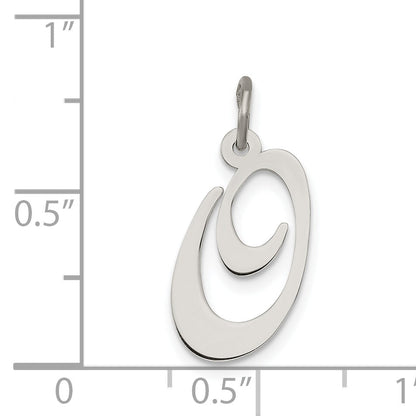 Sterling Silver Rhodium-Plated Fancy Script Letter O Initial Charm