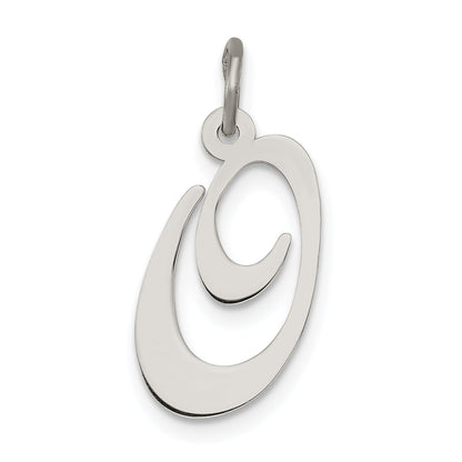 Sterling Silver Rhodium-Plated Fancy Script Letter O Initial Charm