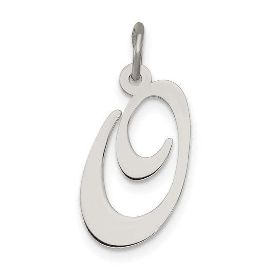 Sterling Silver Rhodium-Plated Fancy Script Letter O Initial Charm