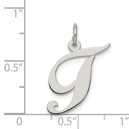 Sterling Silver Rhodium-Plated Fancy Script Letter T Initial Charm