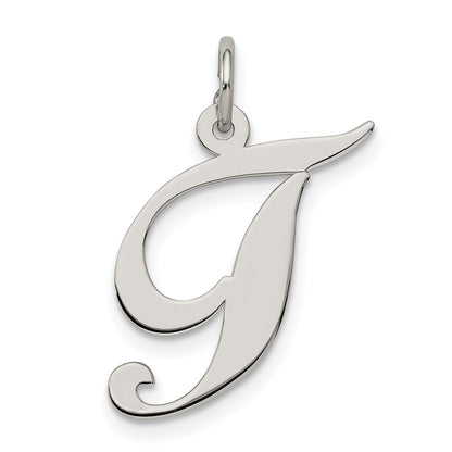 Sterling Silver Rhodium-Plated Fancy Script Letter T Initial Charm