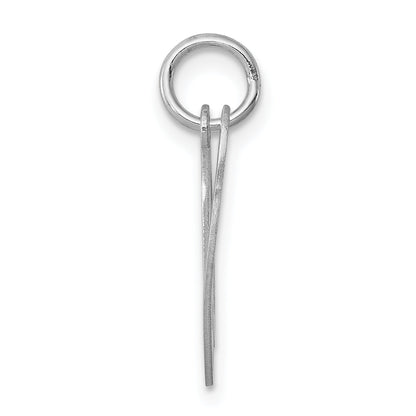 Sterling Silver Rhodium-Plated Fancy Script Letter V Initial Charm