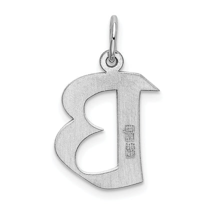 Sterling Silver Rhodium-Plated Artisan Block Letter B Initial Charm