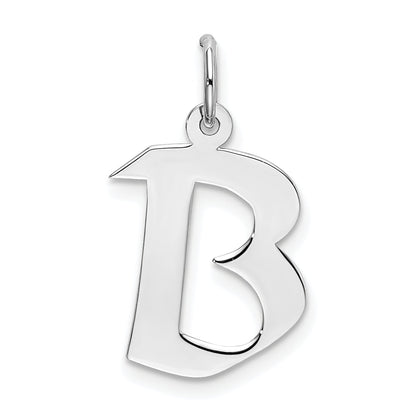 Sterling Silver Rhodium-Plated Artisan Block Letter B Initial Charm