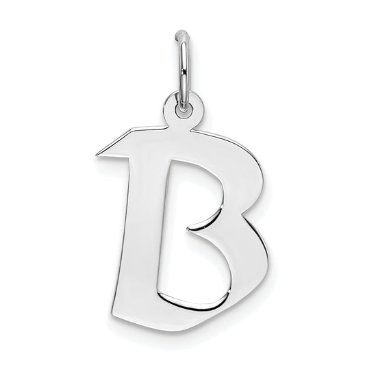 Sterling Silver Rhodium-Plated Artisan Block Letter B Initial Charm