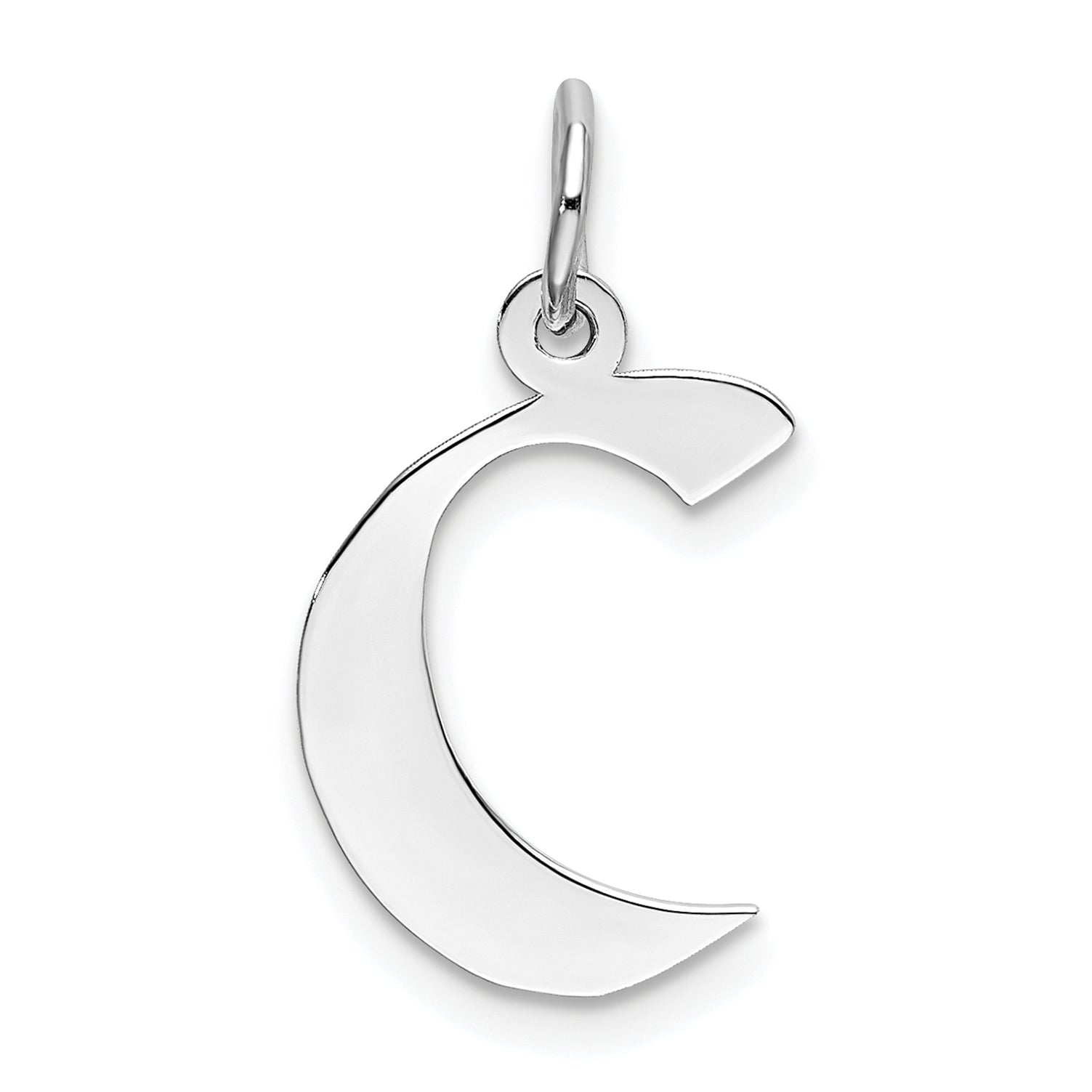 Sterling Silver Rhodium-Plated Artisan Block Letter C Initial Charm