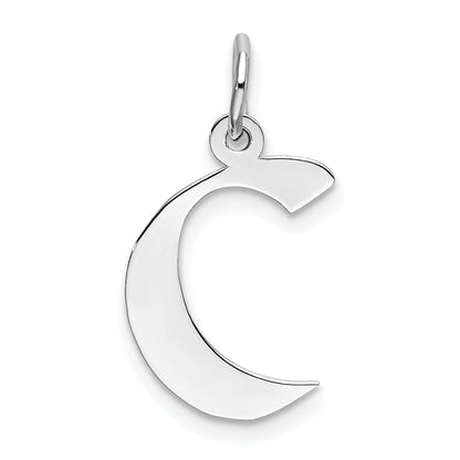Sterling Silver Rhodium-Plated Artisan Block Letter C Initial Charm
