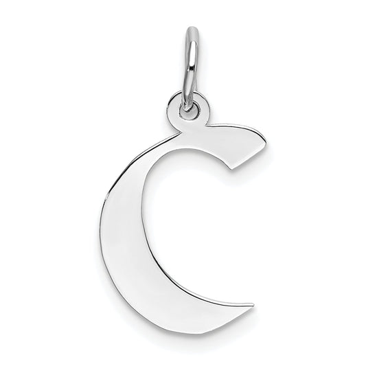Sterling Silver Rhodium-Plated Artisan Block Letter C Initial Charm