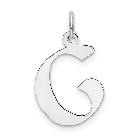 Sterling Silver Rhodium-Plated Artisan Block Letter G Initial Charm