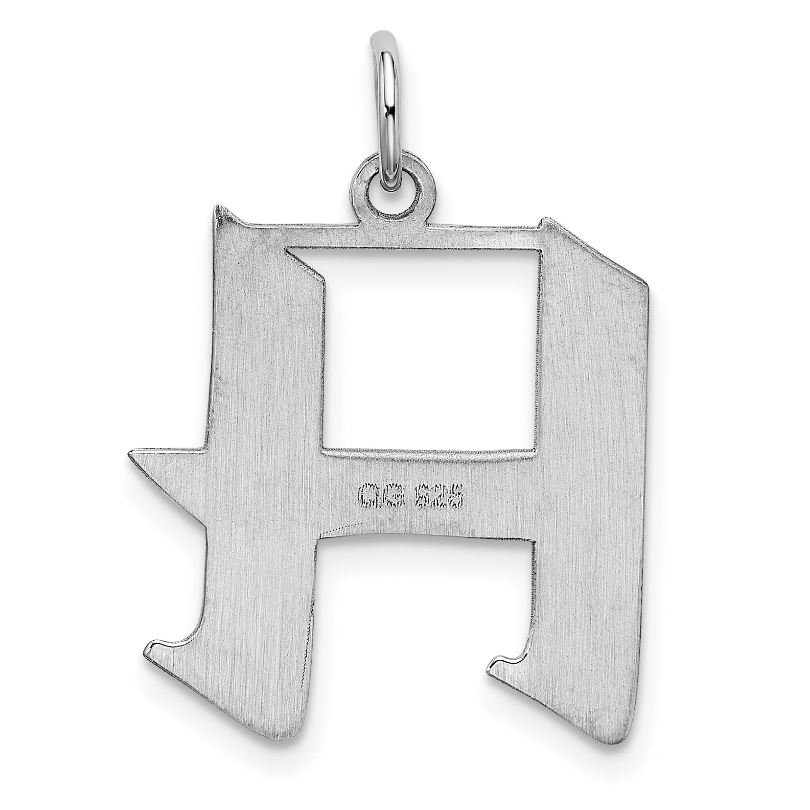Sterling Silver Rhodium-Plated Artisan Block Letter H Initial Charm