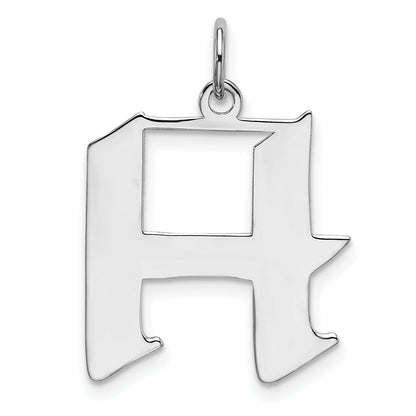 Sterling Silver Rhodium-Plated Artisan Block Letter H Initial Charm