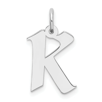Sterling Silver Rhodium-Plated Artisan Block Letter K Initial Charm