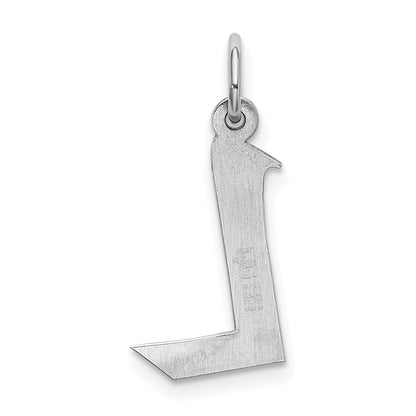 Sterling Silver Rhodium-Plated Artisan Block Letter L Initial Charm