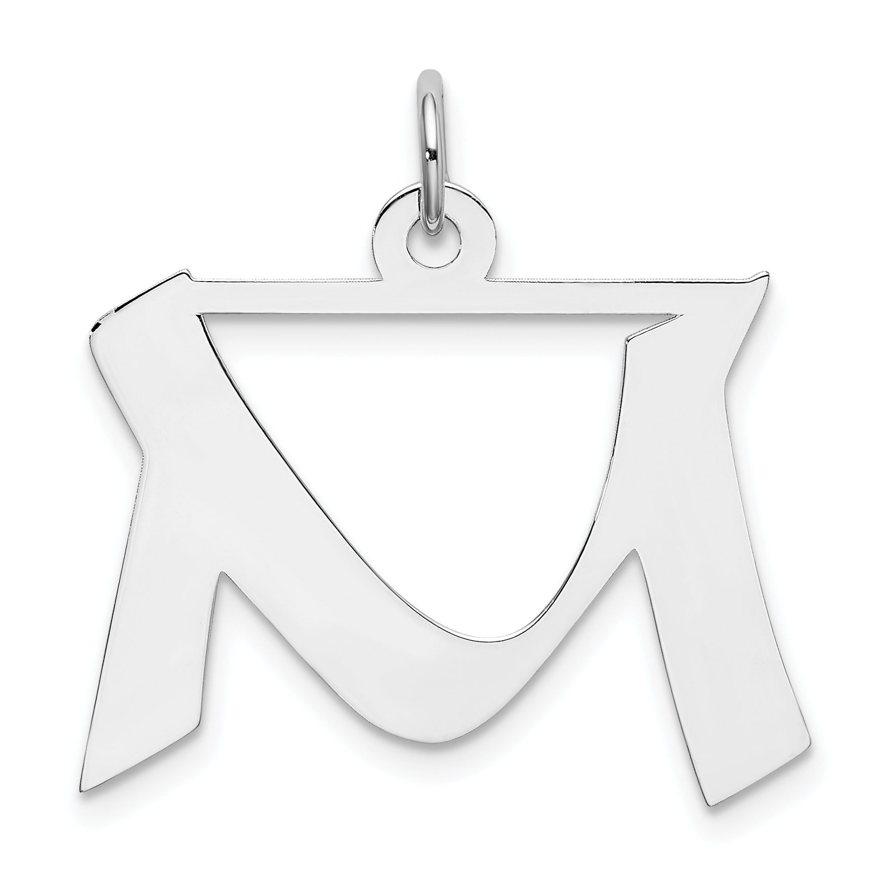 Sterling Silver Rhodium-Plated Artisan Block Letter M Initial Charm