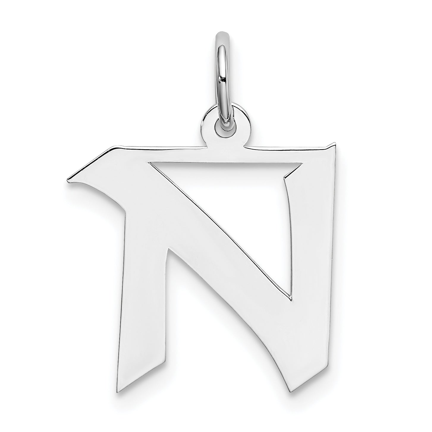 Sterling Silver Rhodium-Plated Artisan Block Letter N Initial Charm