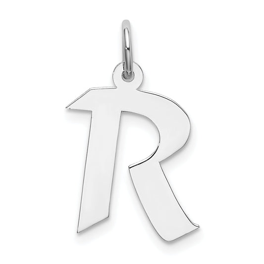 Sterling Silver Rhodium-Plated Artisan Block Letter R Initial Charm