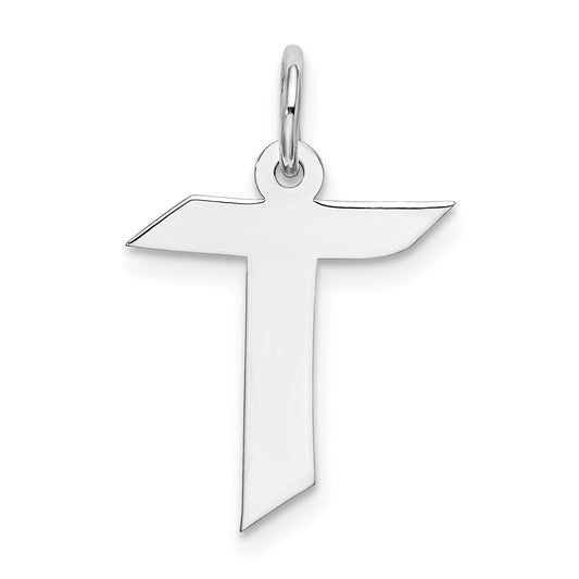 Sterling Silver Rhodium-Plated Artisan Block Letter R Initial Charm