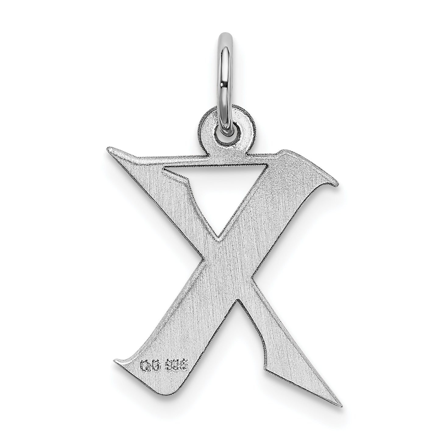 Sterling Silver Rhodium-Plated Artisan Block Letter X Initial Charm