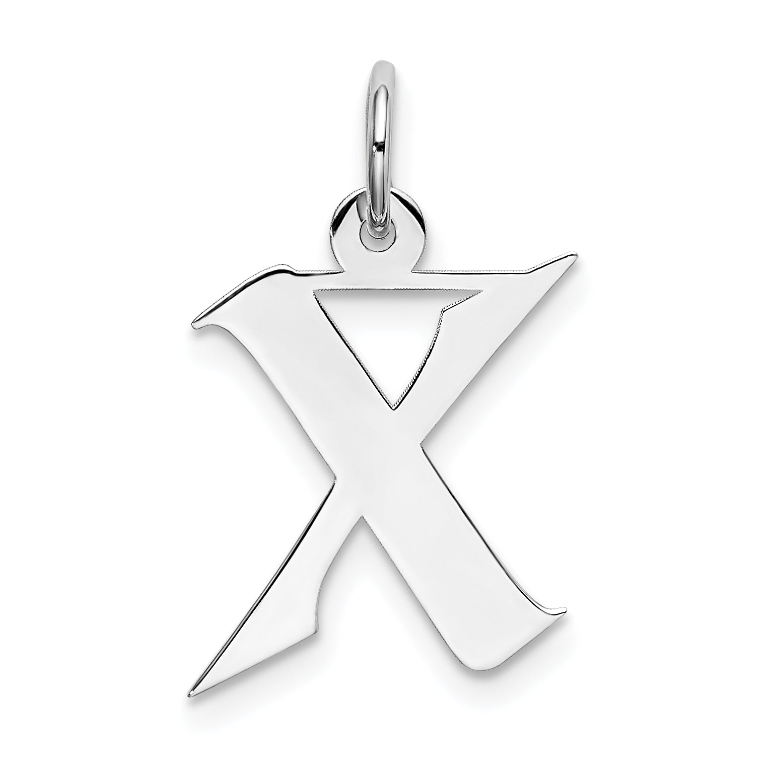 Sterling Silver Rhodium-Plated Artisan Block Letter X Initial Charm