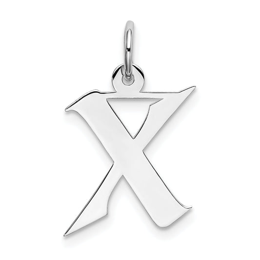 Sterling Silver Rhodium-Plated Artisan Block Letter X Initial Charm