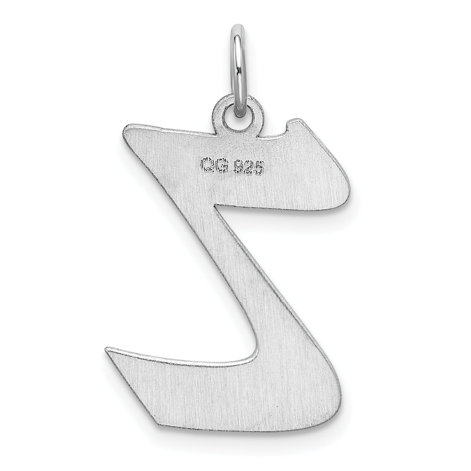 Sterling Silver Rhodium-Plated Artisan Block Letter Z Initial Charm