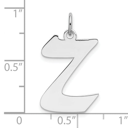 Sterling Silver Rhodium-Plated Artisan Block Letter Z Initial Charm
