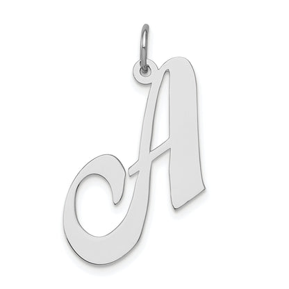 Sterling Silver Rhodium-Plated Fancy Script Letter A Initial Charm