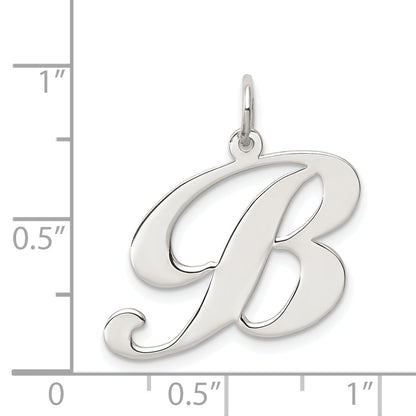 Sterling Silver Rhodium-Plated Fancy Script Letter B Initial Charm