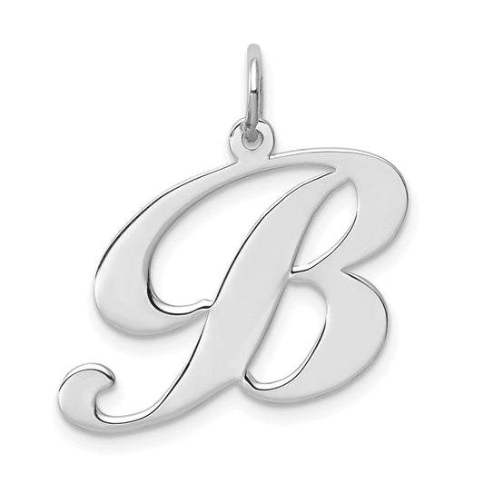 Sterling Silver Rhodium-Plated Fancy Script Letter B Initial Charm