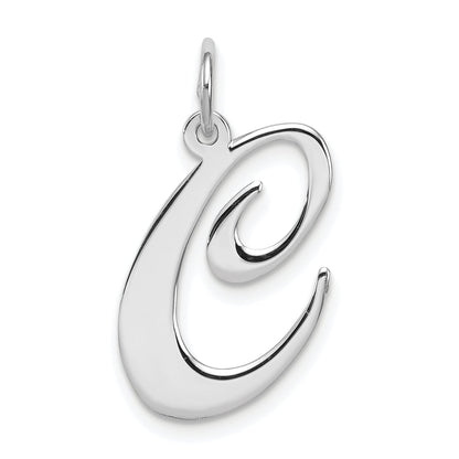 Sterling Silver Rhodium-Plated Fancy Script Letter C Initial Charm