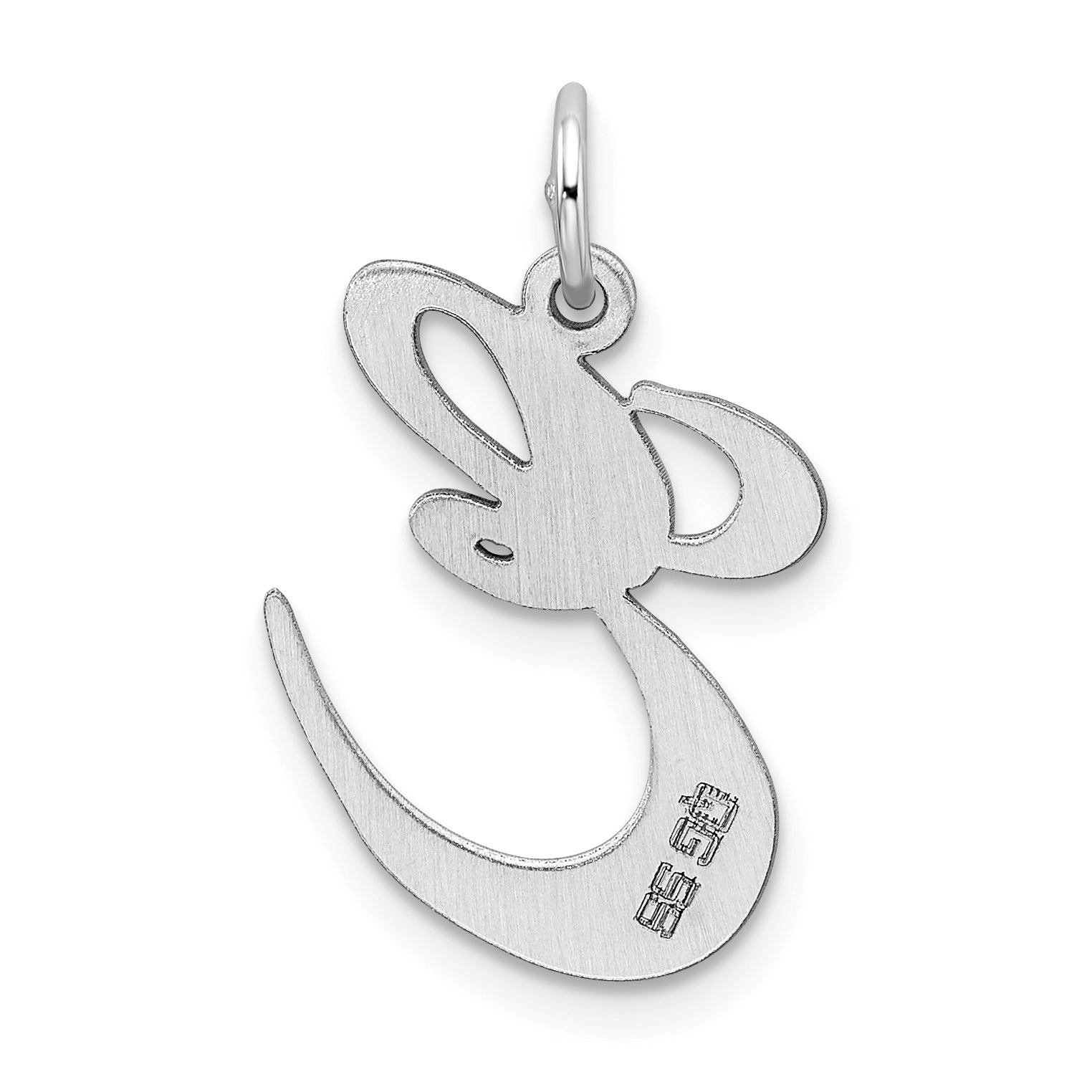Sterling Silver Rhodium-Plated Fancy Script Letter E Initial Charm