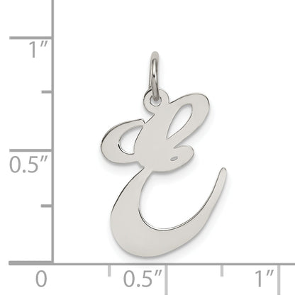 Sterling Silver Rhodium-Plated Fancy Script Letter E Initial Charm
